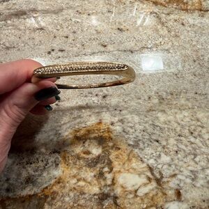 Michael Kors Gold Tone Tribal Hinged Bangle Bracelet with Pave Crystal Details